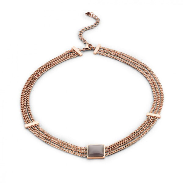 Victoria halsband i roséguld med bruna stenar