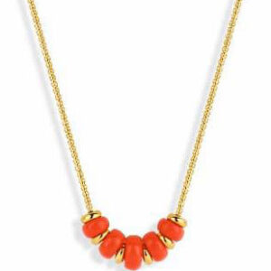 Victoria halsband med röda pärlor i guldfärg