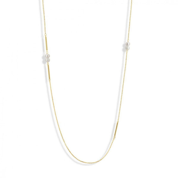Victoria halsband med vita pärlor i guldfärg