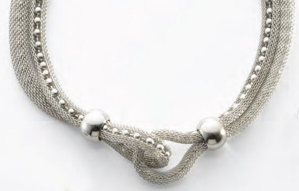 Victoria tjockt silverfärgat mesh-halsband 50 cm