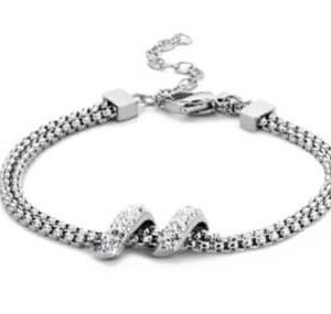 Victoria armband i silverfärg med vita stenar