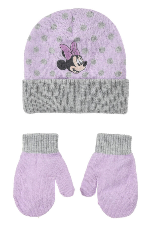 Disney Minnie Dots Lila babyhatt och vantar set 50 cm