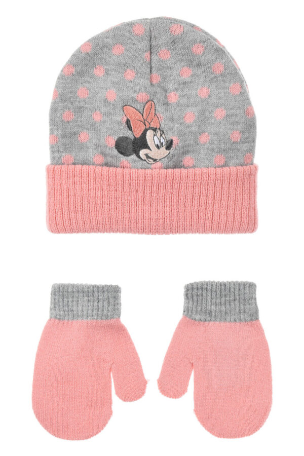 Disney Minnie Dots Grey babyhatt och vantar set 48 cm