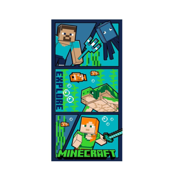 Minecraft Explore badhandduk, strandhandduk 70x140 cm (snabbtorkande)