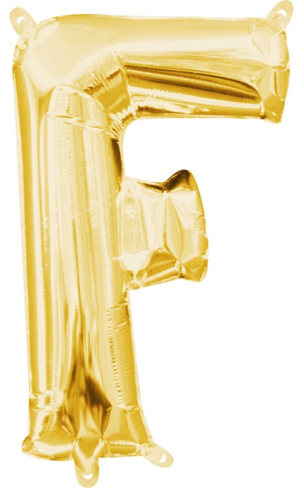 Mini F-bokstavsballong i folie, guld 33 cm