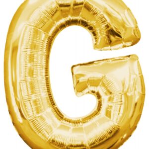 Number Gold, guldfärgad mini bokstav G folieballong 33 cm