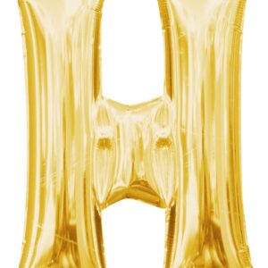 Number Gold, guldfärgad mini H-bokstavsfolieballong 33 cm