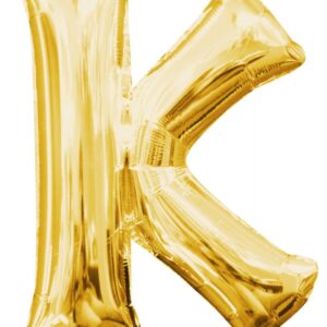 Number Gold, guldfärgad mini K-bokstavsfolieballong 33 cm