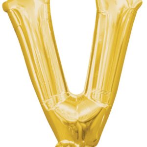 Number Gold, guldfärgad mini V-bokstavsfolieballong 33 cm