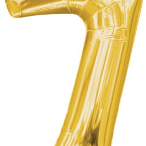 Number Gold, mini folieballong siffra 7 - 40 cm