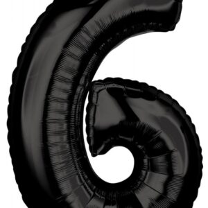 Number Black 6 Folieballong 66x43 cm