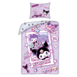 Hello Kitty Kuromi Chaos påslakan 140×200 cm, örngott 70×90 cm i mikrofiber