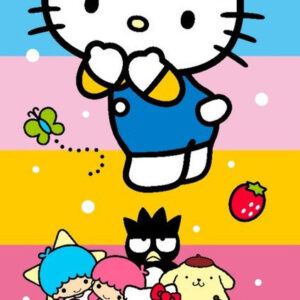 Hello Kitty Cute Friends strandhandduk 70x140 cm (snabbtorkande)