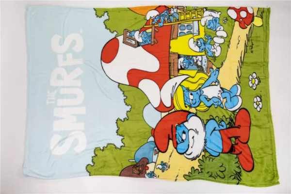 Smurfarna byliv flanellfilt 110x150 cm - Bild 2