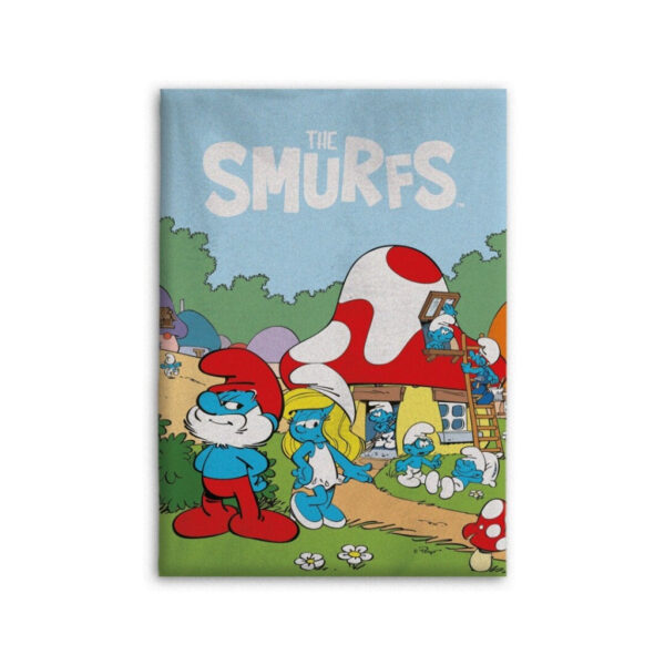 Smurfarna byliv flanellfilt 110x150 cm