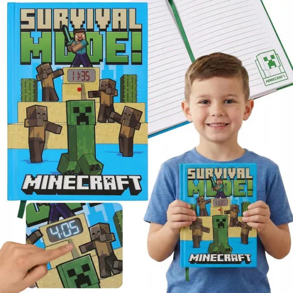 Minecraft A/5 linjerad anteckningsbok med inbyggd klocka - Bild 2