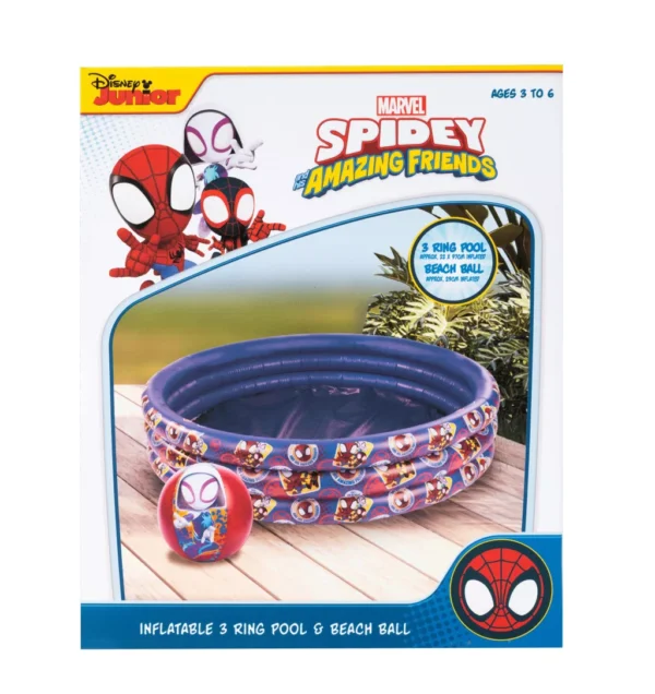 Spindelmannen Spidey Friends 3-ring barnpool och strandboll / badboll set - Bild 2