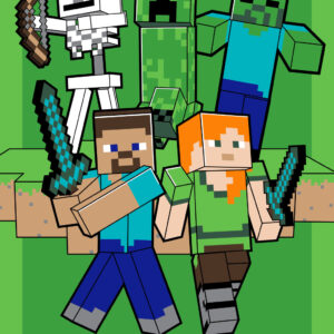 Minecraft Green Attack badhandduk, strandhandduk 70x140 cm