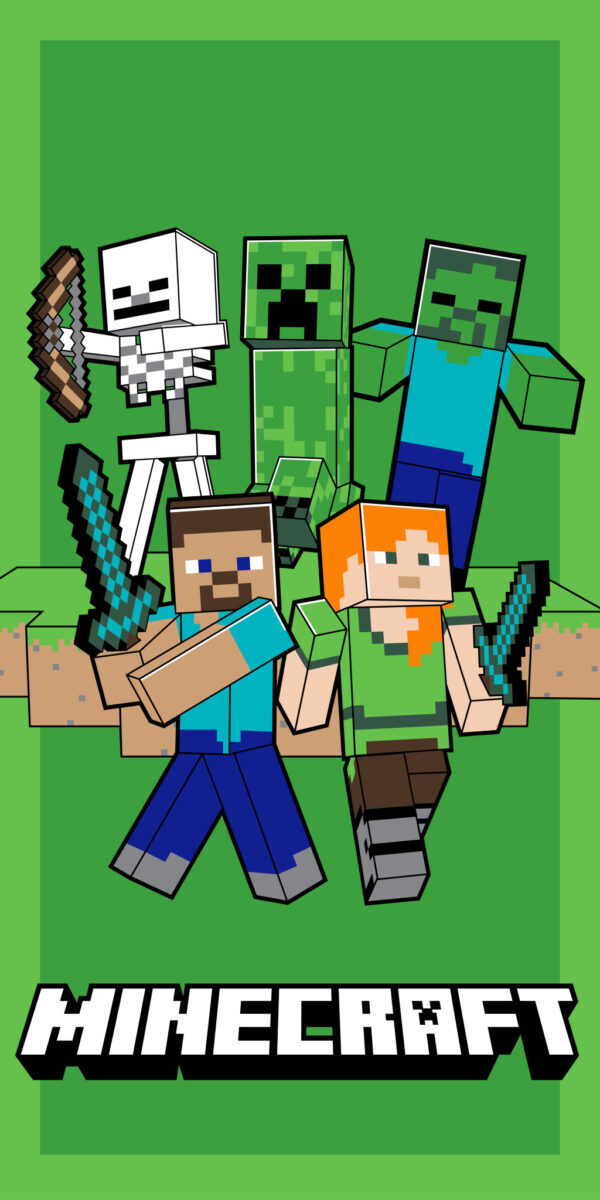 Minecraft Fast Dry Badhandduk 70x140 cm – Snabbtorkande Strandhandduk