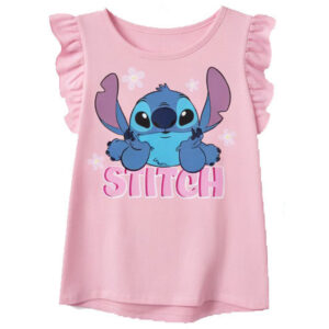 Disney Lilo & Stitch T-shirt Barn 8 år (128 cm) – Ljusrosa T-shirt med Volangärm