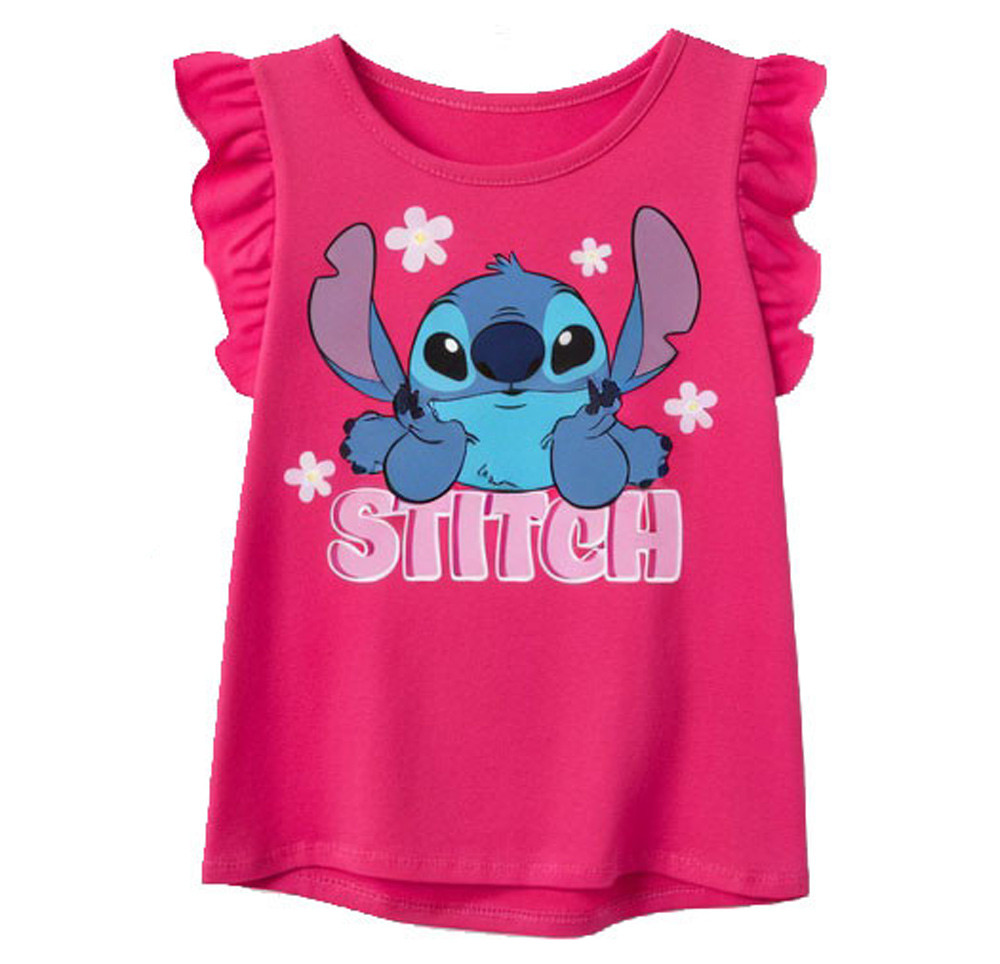 Disney Lilo & Stitch T-shirt Barn 8 år (128 cm) – Rosa T-shirt med Volangärm