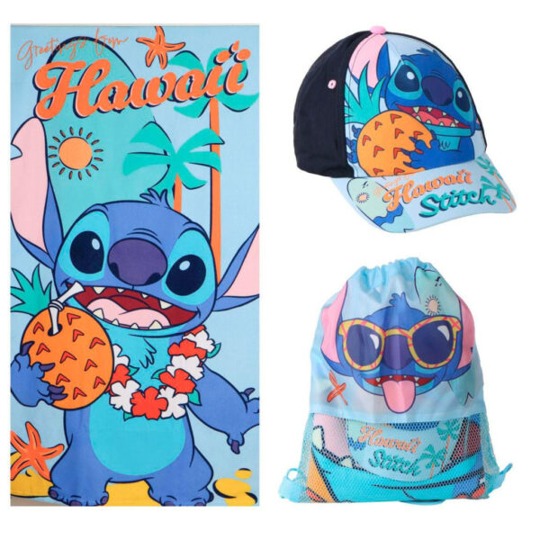 Disney Lilo and Stitch Hawaii handduk, gympapåse och keps set