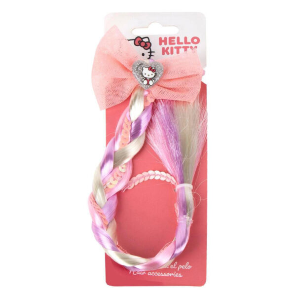 Hello Kitty hårklämma med syntetiskt hår, rosa