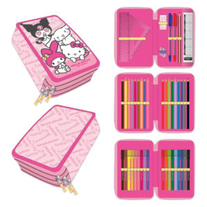 Hello Kitty Kawaii Cuties fylld pennfodral med 3 våningar 13x20x7 cm