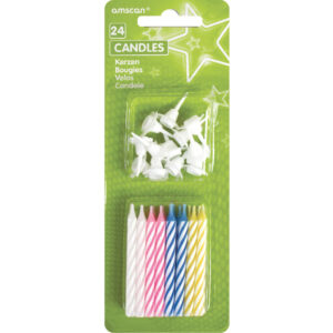 Färgglada tårtljus set 24 st med 12 hållare 6,3 cm