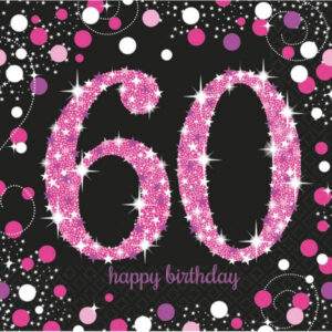 Happy Birthday 60 servetter, 16-pack, 33x33 cm