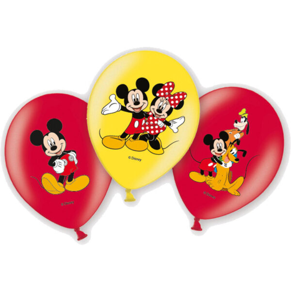 Disney Mickey, Minnie Fun latexballonger, 6-pack 27,5 cm