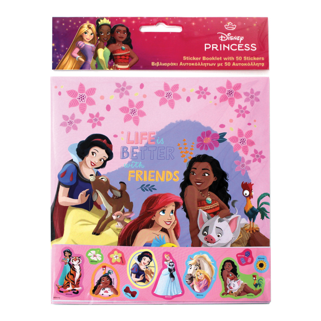 Disney Princess klistermärkesalbum med 50 klistermärken