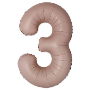 Number Vintage Matt Rosa Nummer 3 Folieballong 76 cm