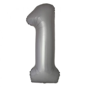 Number Moonlight Matt Silver Nummer 1 Folieballong 76 cm