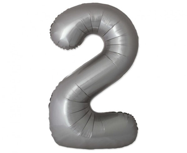 Sifferballong Matt Silver Folie Nummer 2, 76 cm