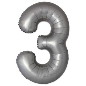 Number Moonlight matt silver sifferballong 3, 76 cm