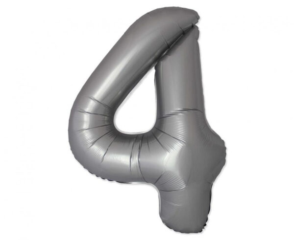 Siffra 4 Matt Silver Folieballong, 76 cm