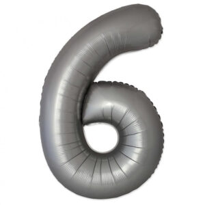 Number Moonlight Matt Silver Siffra 6 Folieballong 76 cm