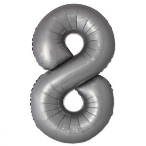 Number Moonlight Matt Silver Sifferballong 8, 76 cm