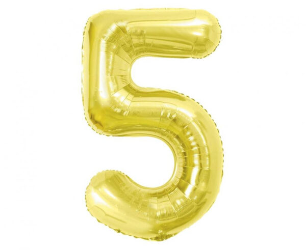 Number Light Gold 5 Folieballong 85 cm