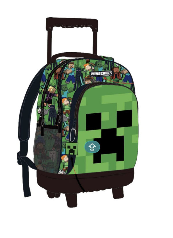 Minecraft Face premium skolväska med hjul, 44 cm