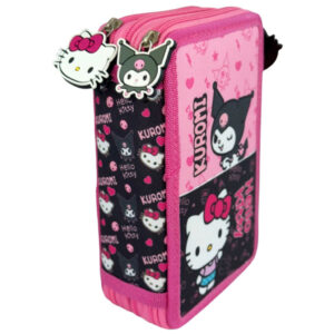 Hello Kitty & Kuromi fylld pennfodral med 3 våningar 20x13,5x6,5 cm