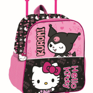 Hello Kitty & Kuromi rullande förskoleryggsäck 3D, 32 cm