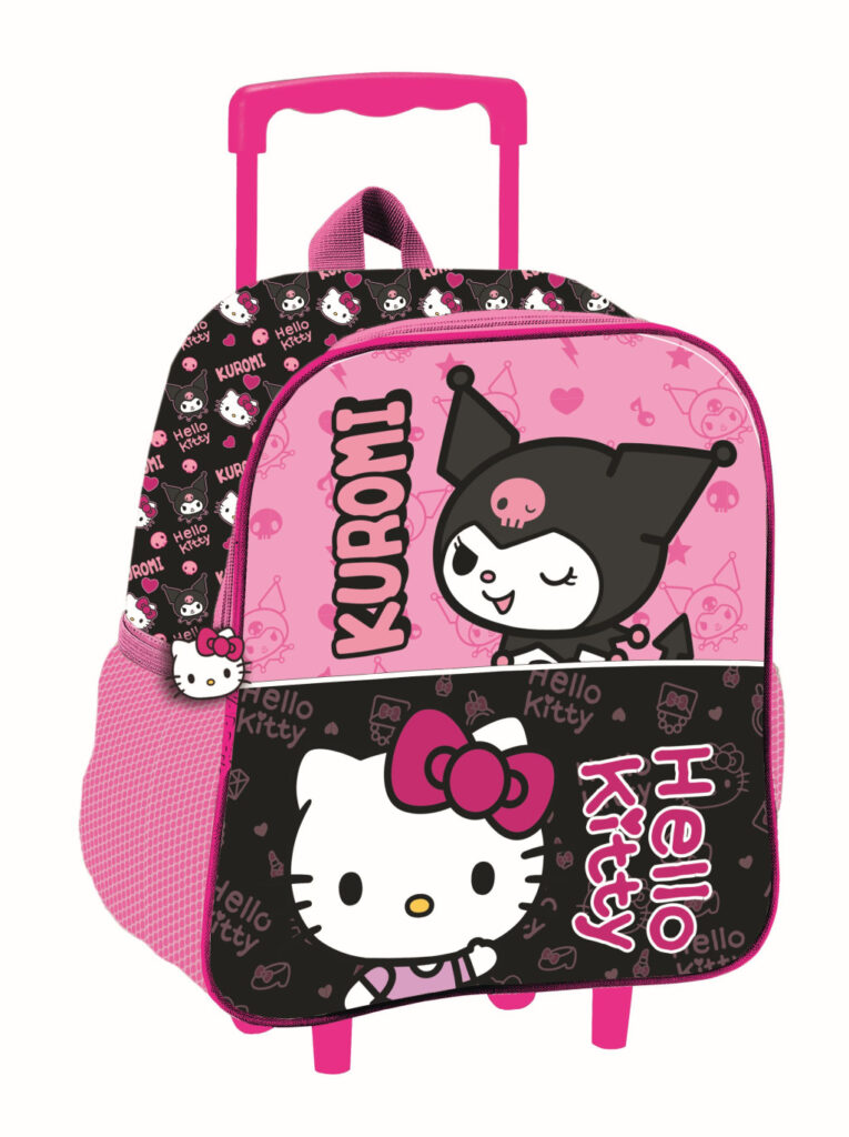 Hello Kitty & Kuromi rullande förskoleryggsäck 3D, 32 cm