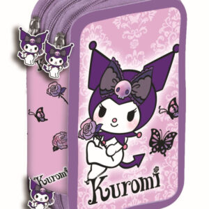 Hello Kitty Kuromi lila fylld 3-vånings pennfodral