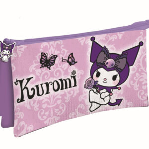 Hello Kitty Kuromi lila pennfodral med 3 fack 22 cm