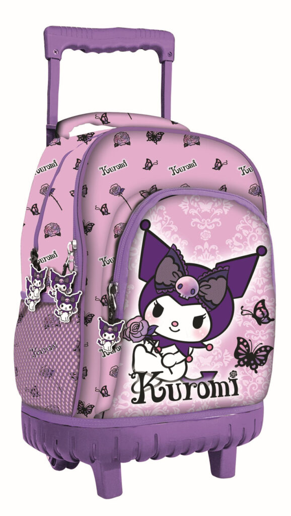 Hello Kitty Kuromi lila premium rullande skolväska, 44 cm