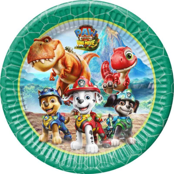 Paw Patrol Dino Movie papperstallrikar 8-pack 23 cm FSC