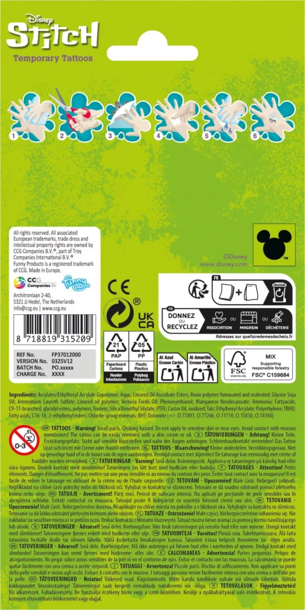 Disney Lilo & Stitch Tillfälliga Tatueringar – 12-pack - Bild 3