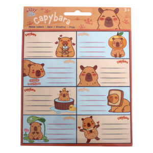 Capybara Happy Life anteckningsetiketter, set om 16